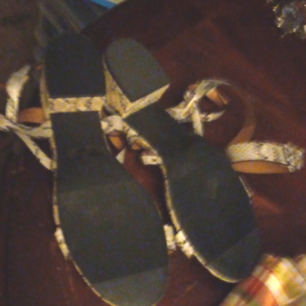 NWOT Snake Print Strappy Sandal with Block Heel - Picture 4 of 6